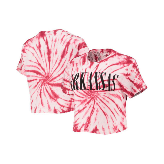 Women's Cardinal Arkansas Razorbacks Showtime Tie-Dye Crop T-shirt
