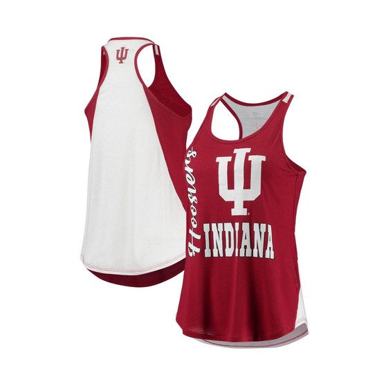 Women's Crimson, White Indiana Hoosiers George Glass 2-Hit Scoop Neck Racerback Tank Top