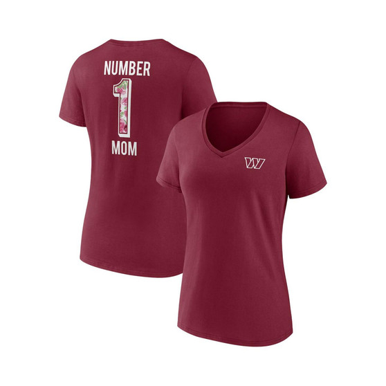Women's Branded Burgundy Washington Commanders Team Mother's Day V-Neck T-shirt