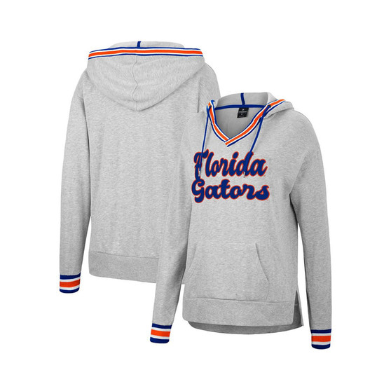Women's Heathered Gray Florida Gators Andy V-Neck Pullover Hoodie