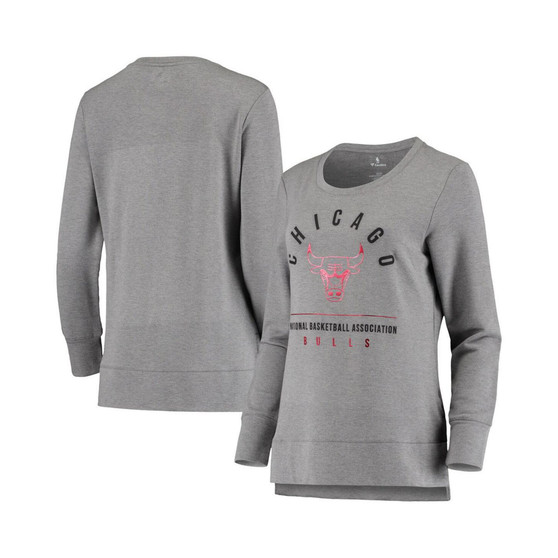 Women's Branded Heathered Gray Chicago Bulls Versalux Triumph Crew Neck Sweatshirt