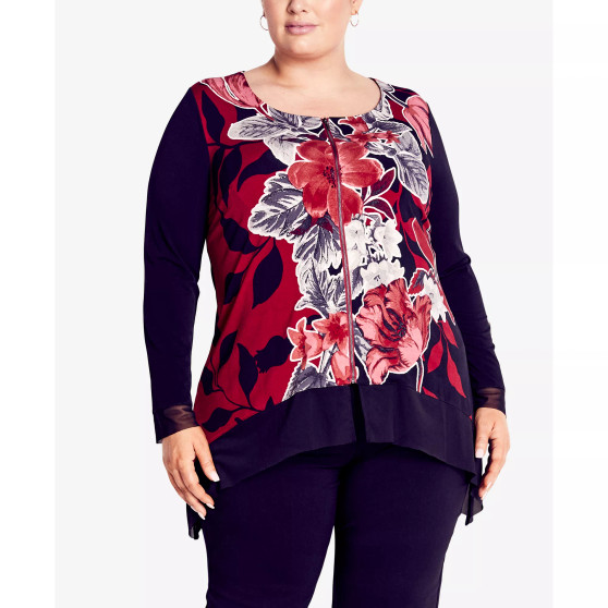 Plus Size Chelsea Zip Front Top