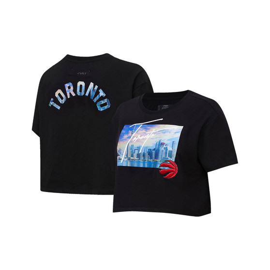 Women's Black Toronto Raptors Cityscape Crop Boxy T-shirt