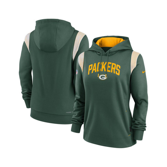 Women's Green Green Bay Packers Sideline Stack Performance Pullover Hoodie