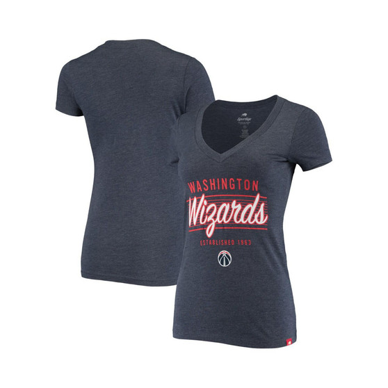 Women's Heathered Navy Washington Wizards Abyss Deck Tri-Blend V-Neck T-shirt