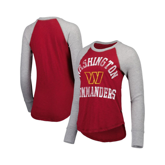 Women's Burgundy Washington Commanders Team Waffle Raglan Long Sleeve T-shirt