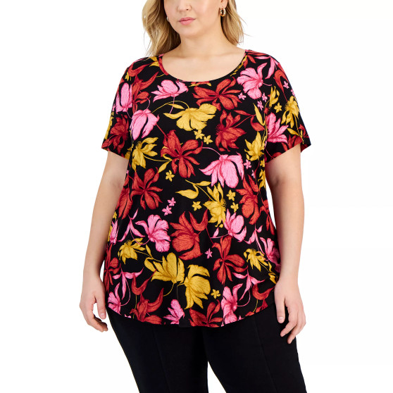 Plus Size Kristee Garden Printed Top, Created for Macy's