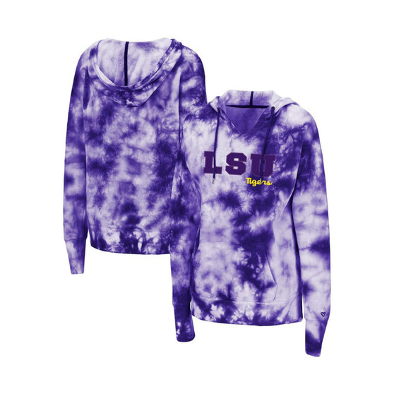 Women's Purple LSU Tigers Shavonee Tie-Dye Pullover Hoodie