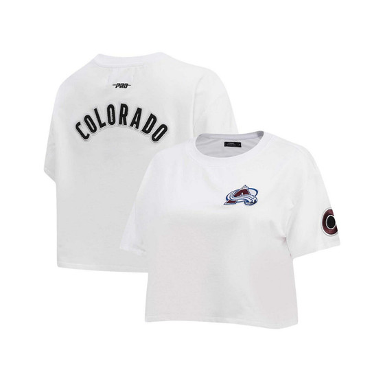 Women's White Colorado Avalanche Classic Boxy Cropped T-shirt
