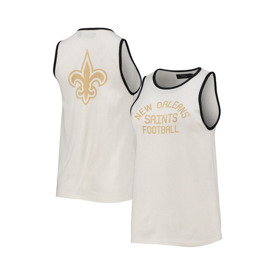 Women's White, Black New Orleans Saints Throwback Pop Binding Scoop Neck Tank Top