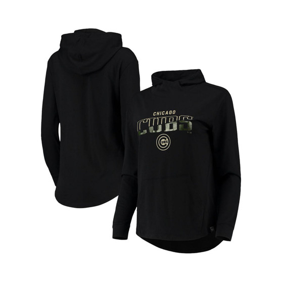 Women's Black Chicago Cubs Vivid Scuba Neck Pullover Hoodie