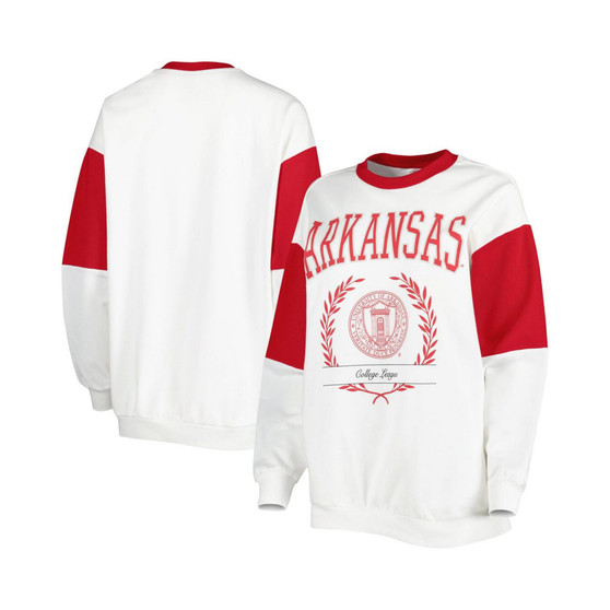 Women's White Arkansas Razorbacks It's A Vibe Dolman Pullover Sweatshirt