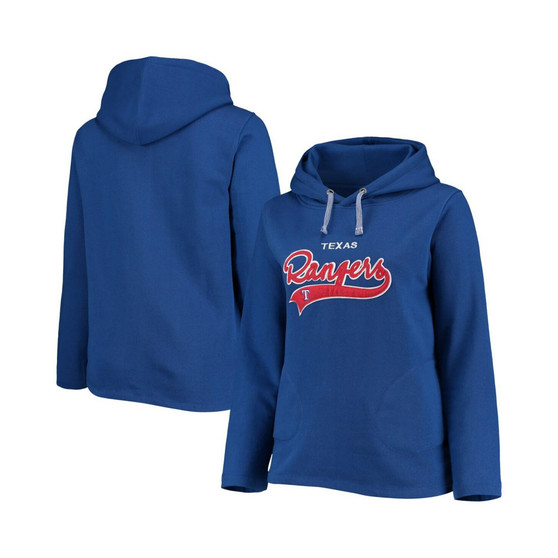 Women's Royal Texas Rangers Plus Size Side Split Pullover Hoodie
