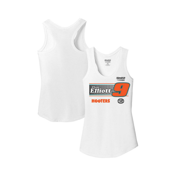 Women's White Chase Elliott 2023 Hooters Racerback Tank Top
