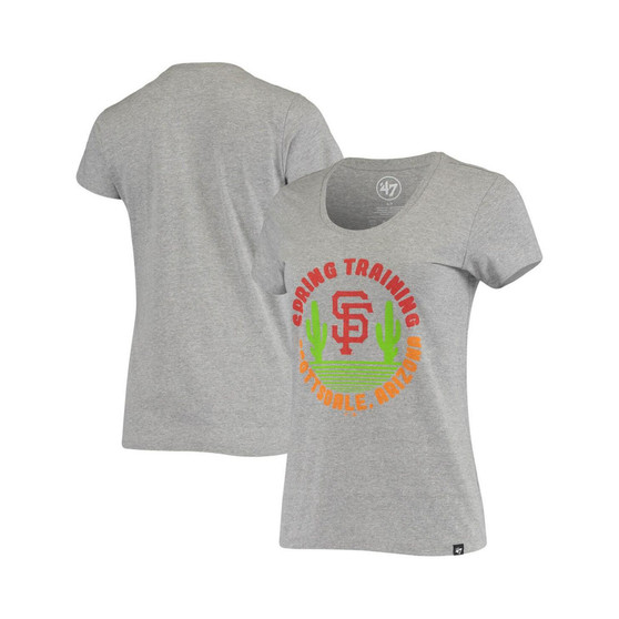 Women's '47 Heathered Gray San Francisco Giants Spring Training Cactus Circle Scoop Neck T-shirt