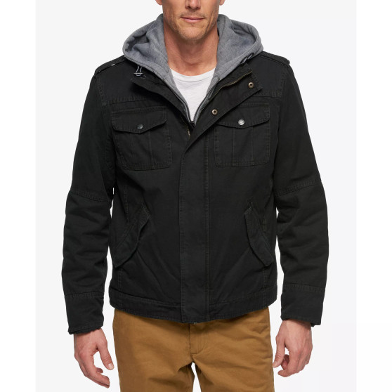 Men’s Sherpa Lined Two Pocket Hooded Trucker Jacket