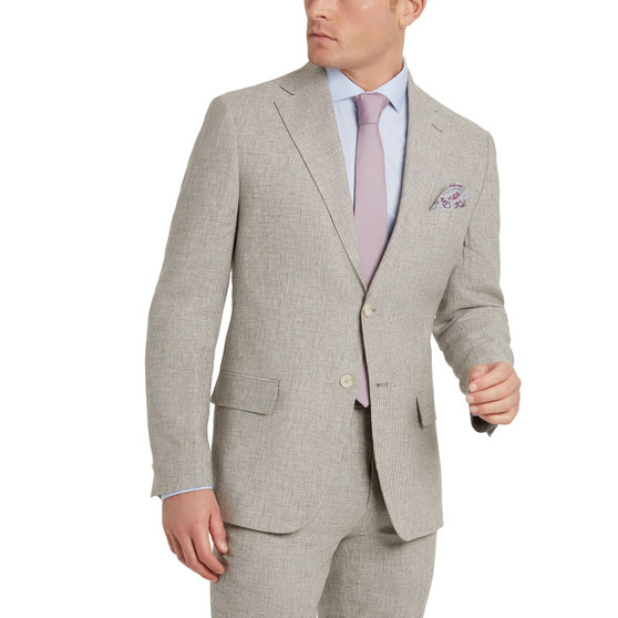 Men's Slim-Fit Tan Houndstooth Suit Jacket