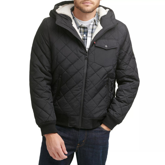 Men's Diamond Quilted Faux Sherpa Lined Jacket