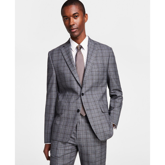 Men's Classic-Fit Wool Stretch Plaid Suit Separate Jacket