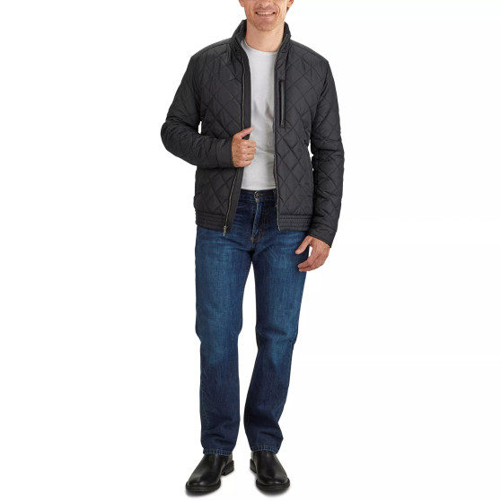 Men's Diamond Quilt Jacket with Faux Sherpa Lining