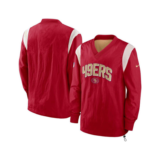 Men's Scarlet San Francisco 49ers Sideline Athletic Stack V-Neck Pullover Windshirt