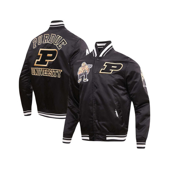 Men's Black Purdue Boilermakers Classic Satin Full-Snap Jacket