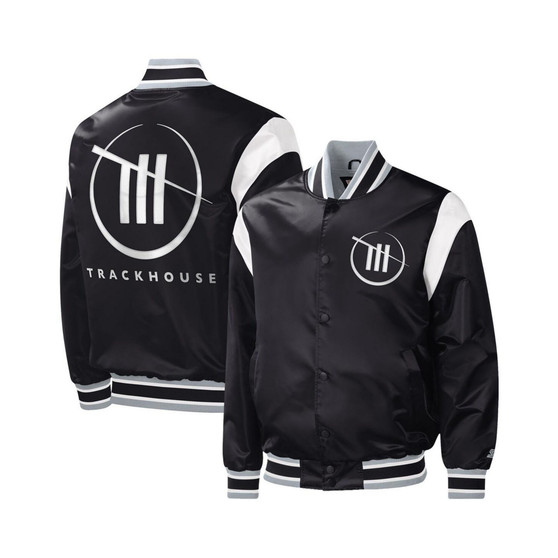 Men's Black TRACKHOUSE RACING Force Play Full-Snap Varsity Jacket