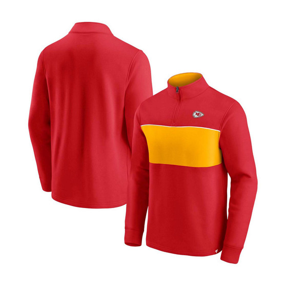Men's Red and Gold Kansas City Chiefs Block Party Quarter-Zip Jacket