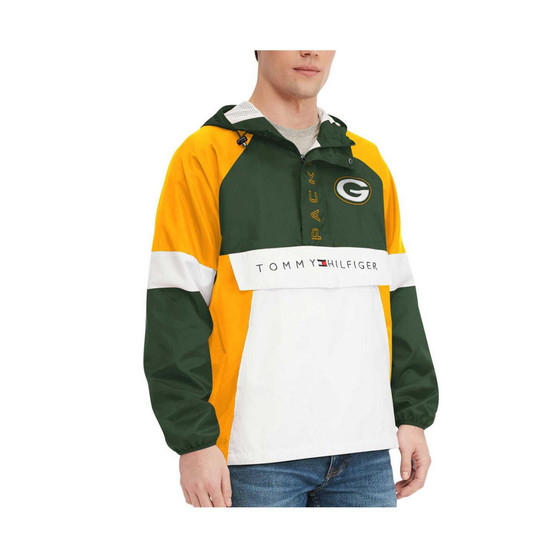 Men's Green Green Bay Packers Quarter-Zip Pullover Hoodie Jacket