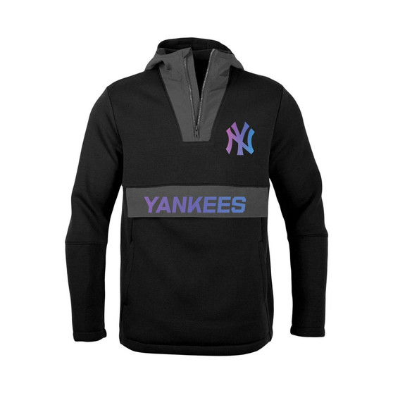 Men's Black New York Yankees Ruckus Quarter-Zip Hoodie