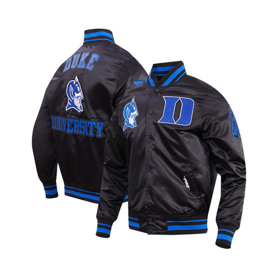 Men's Black Duke Blue Devils Classic Satin Full-Snap Jacket