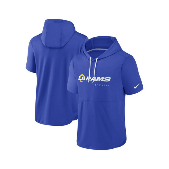 Men's Royal Los Angeles Rams Short Sleeve Pullover Hoodie