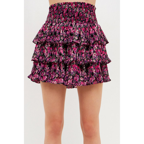 Women's Chiffon Floral Printed Mini Skirt