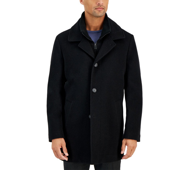 Men's Classic Fit Black Wool Blend Overcoat