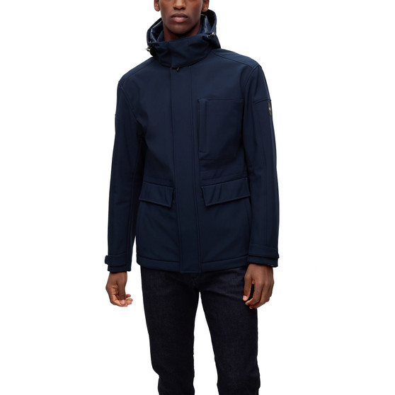 Men's Logo Patch Water-Repellent Hooded Jacket