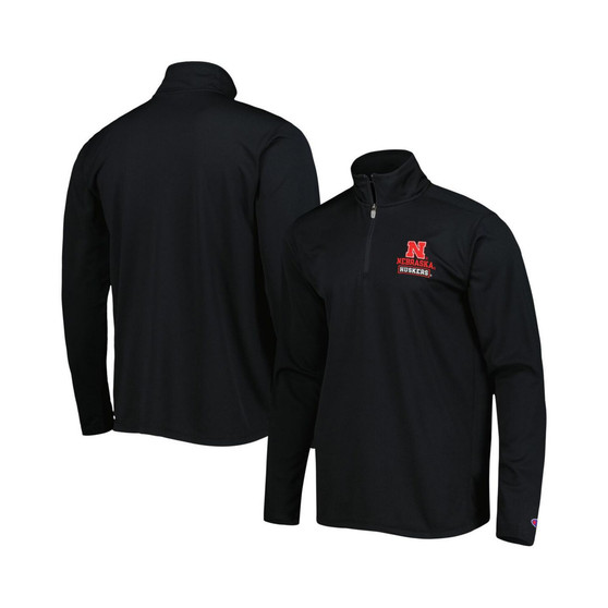 Men's Black Nebraska Huskers Textured Quarter-Zip Jacket