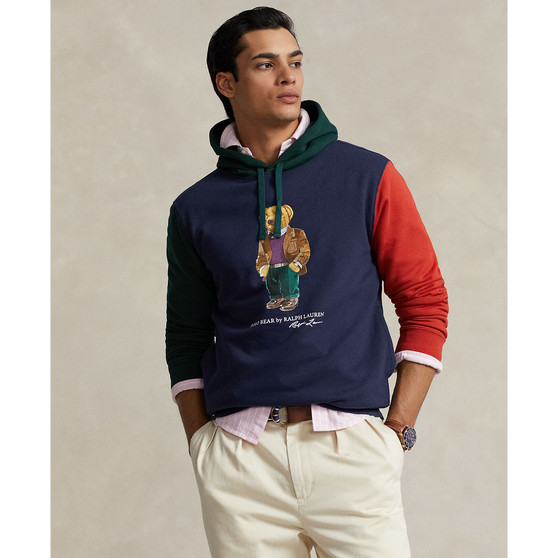 Men's Polo Bear Color-Blocked Fleece Hoodie