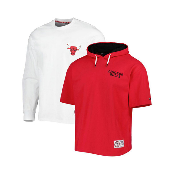 Men's Red, White Chicago Bulls Matthew 2-In-1 T-shirt and Hoodie Combo Set