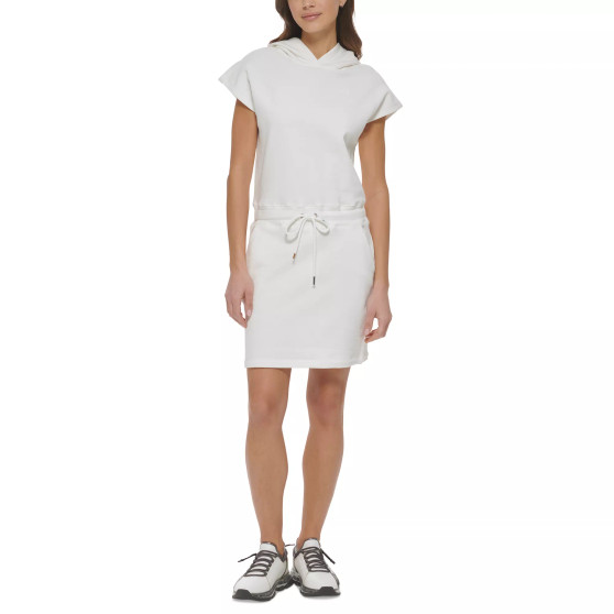 Women's Cap-Sleeve Drawstring-Waist Hoodie Dress