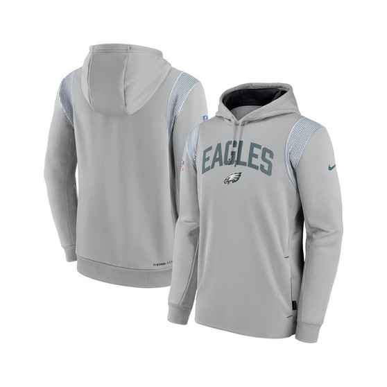 Men's Gray Philadelphia Eagles Sideline Athletic Stack Performance Pullover Hoodie