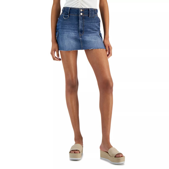 Juniors' Y2K Cargo Raw-Hem Micro Mini Skirt, Created for Macy's