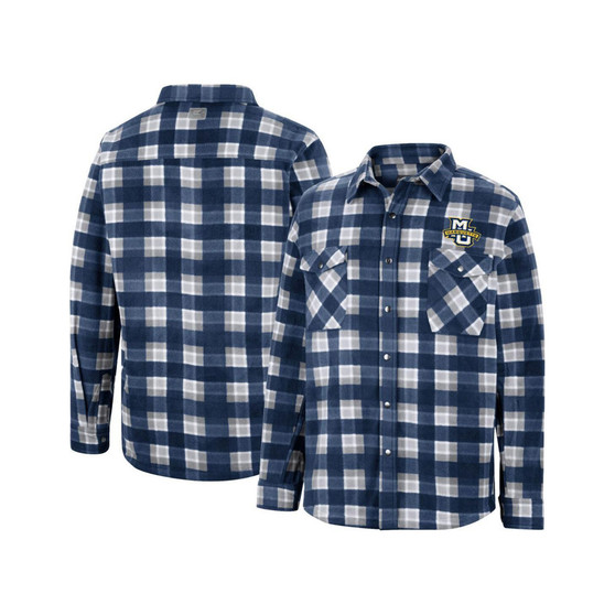 Men's Navy, White Marquette Golden Eagles Ellis Plaid Full-Snap Shirt Jacket