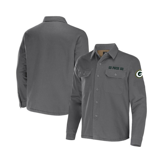 Men's NFL x Darius Rucker Collection by Gray Green Bay Packers Canvas Button-Up Shirt Jacket