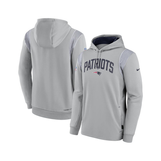 Men's Gray New England Patriots Sideline Athletic Stack Performance Pullover Hoodie