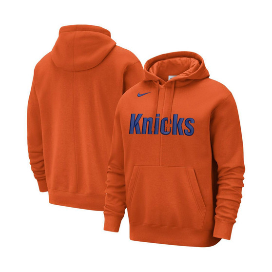 Men's Orange New York Knicks Courtside Versus Stitch Split Pullover Hoodie