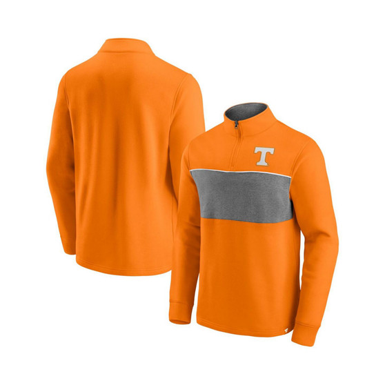 Men's Branded Tennessee Orange, Heathered Gray Tennessee Volunteers Primary Logo Quarter-Zip Jacket