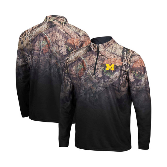 Men's Black Michigan Wolverines Mossy Oak Fleet II Quarter-Zip Jacket