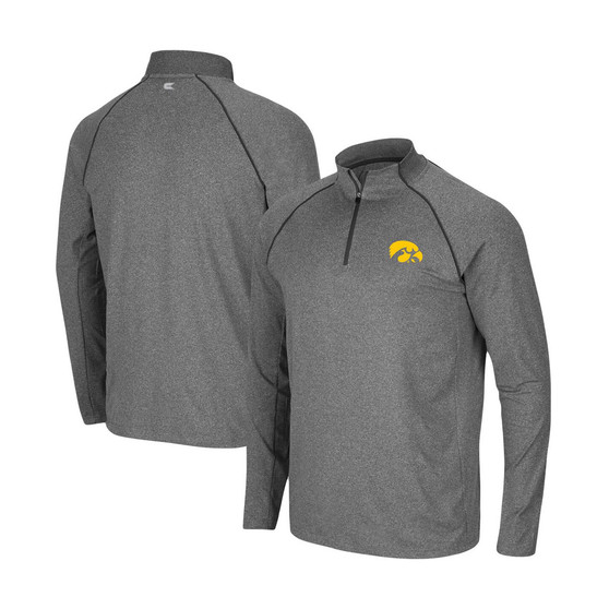 Men's Heathered Charcoal Iowa Hawkeyes Robert Raglan Quarter-Zip Jacket