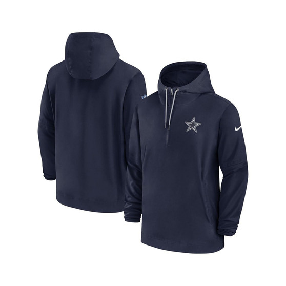 Men's Navy Dallas Cowboys Sideline Quarter-Zip Hoodie