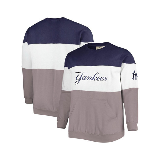 Men's Navy and White New York Yankees Big and Tall Pullover Sweatshirt